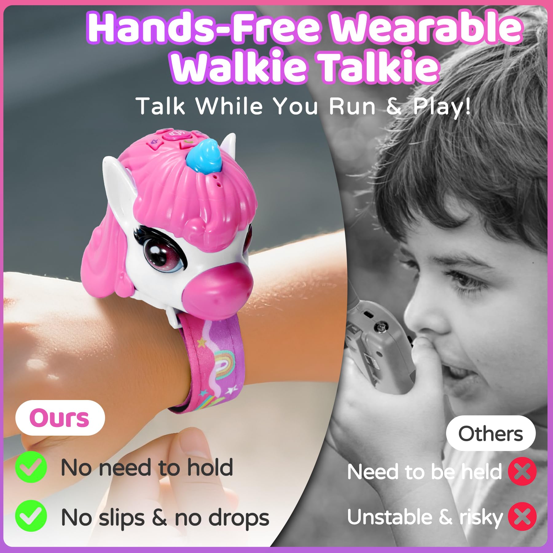 Walkie Talkies para niños, paquete de 2 – Juguetes para edades de 3-4 5-7 8-12 años Niños Niñas Cumpleaños 3 4 5 6 7 8 9 10 11 12 años de edad de largo alcance Camping al aire libre Juguetes 4