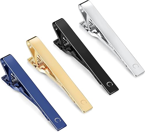 LOYALLOOK Juego de clips de corbata con iniciales para hombre, color negro, azul, dorado, plateado, regalo para hombres, marido, novio