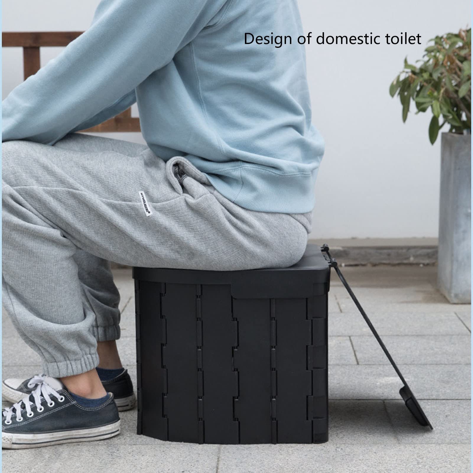 Inodoro Plegable de Viaje, Fuerte Soporte de Carga Plegable para Coche, Orinal de Viaje con Tapa para Niños y Adultos (BLACK)