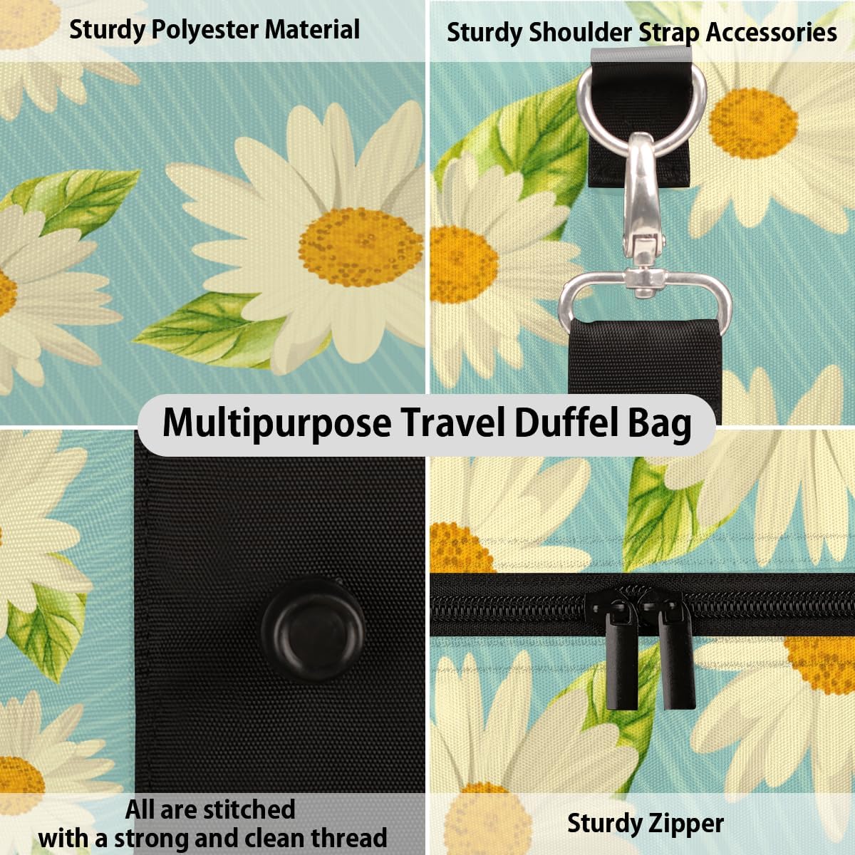 Elegant Chrysanthemum Travel Duffel Bag for Women Men Large Capacity Overnight Weekender Bags for Lightweight Waterproof Sport Gym Bag for Workout Yoga Swim