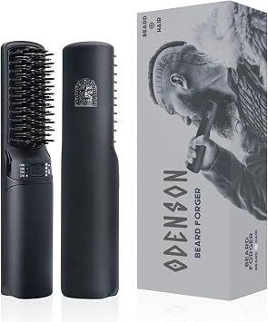 Odenson Beard Forger - Ultimate Tool, Cordless Heated Brush and Straightener for Beard and Hair, Heated Comb for Beard Styling and Care