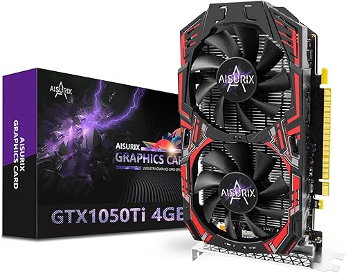 Miniatura 7 de Tarjeta gráfica AISURIX GTX 1050 4G, tarjeta gráfica PCI Express 3.0 de 128 bits GDDR5, tarjeta gráfica DVI VGA HDMI con ventiladores Twin Freeze