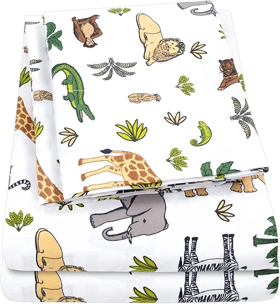 1500 Supreme Kids Bed Sheet Collection - Fun Colorful and Comfortable Boys and Girls Toddler Sheet Sets - Deep Pocket Wrinkle Free Soft and Cozy Bedding - Full, Wild Animal