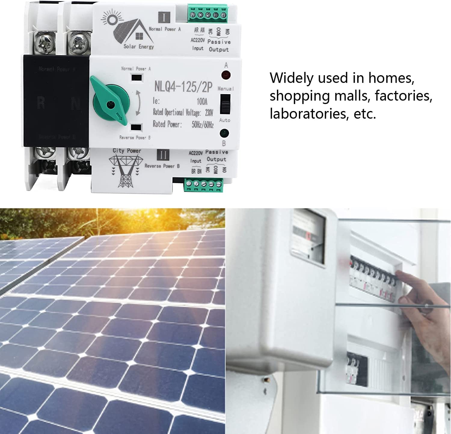 Commutatore Di Trasferimento Automatico, Interuptore Di Trasferimento, Interruttore Di Trasferimento A Doppia Alimentazione, Controller A 2 Vie Ininterrotto, Zgq5/100/2p 220v