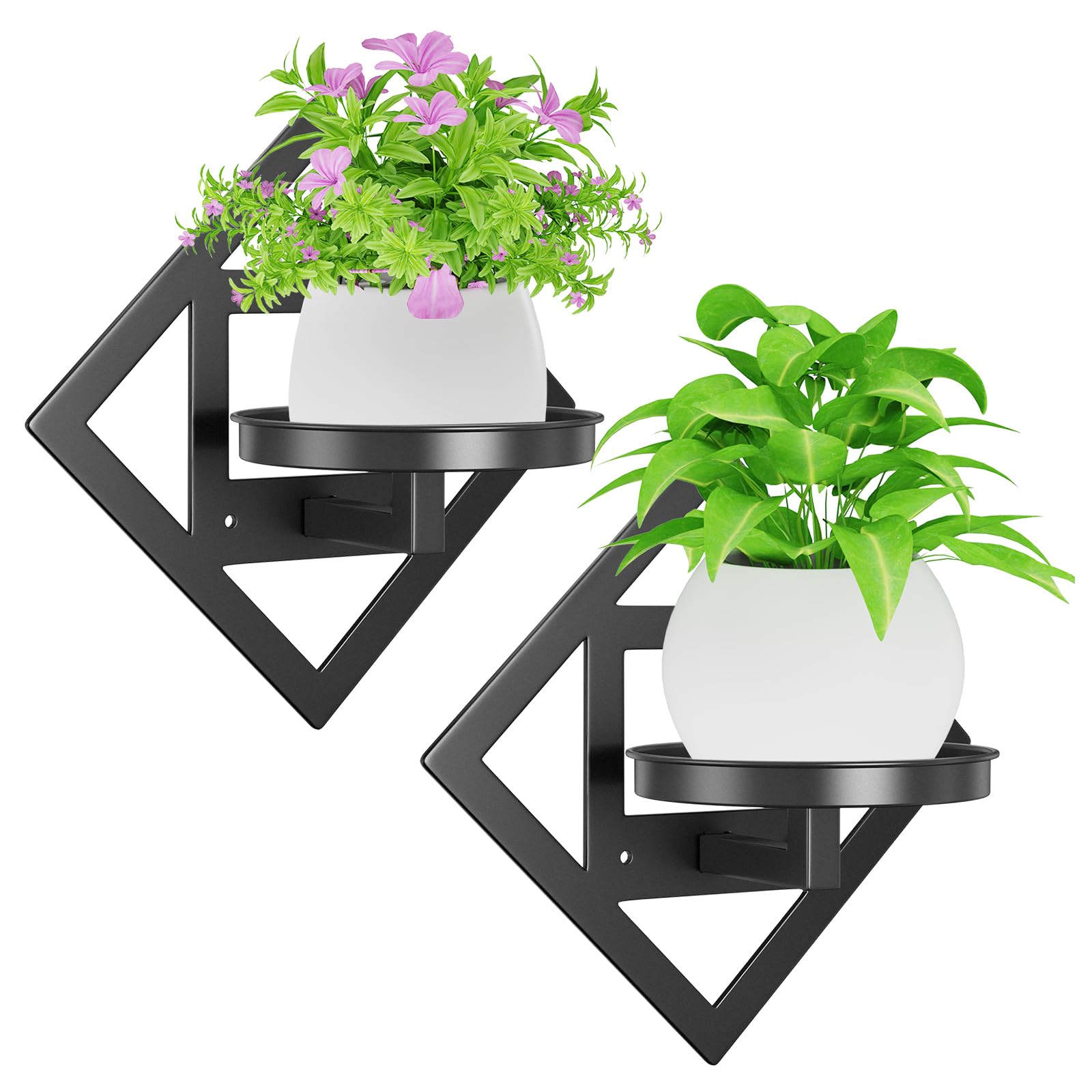 KHayRovies Metal Wall Plant Holder Flower Shelf 2Pcs Indoor Outdoor