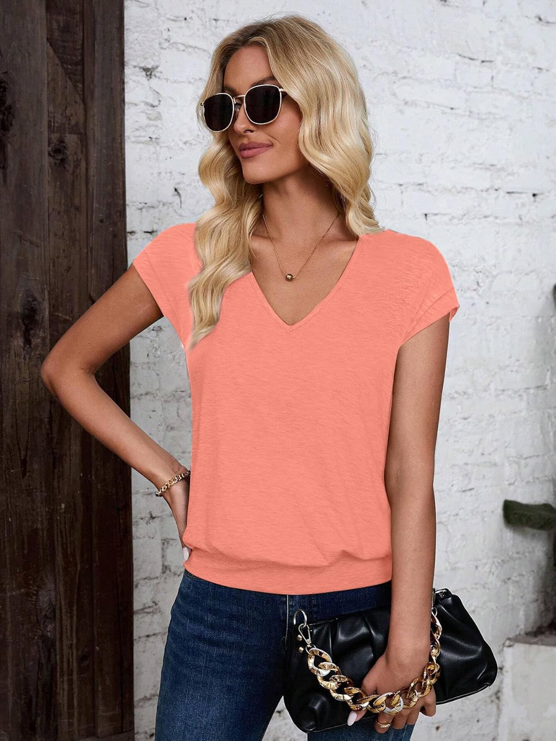 V Neck Cap Sleeve Top Women Banded Bottom T Shirts Fashion Blouse Summer Spring Beach Vacation Outfits Clothes 2026 - Image 6