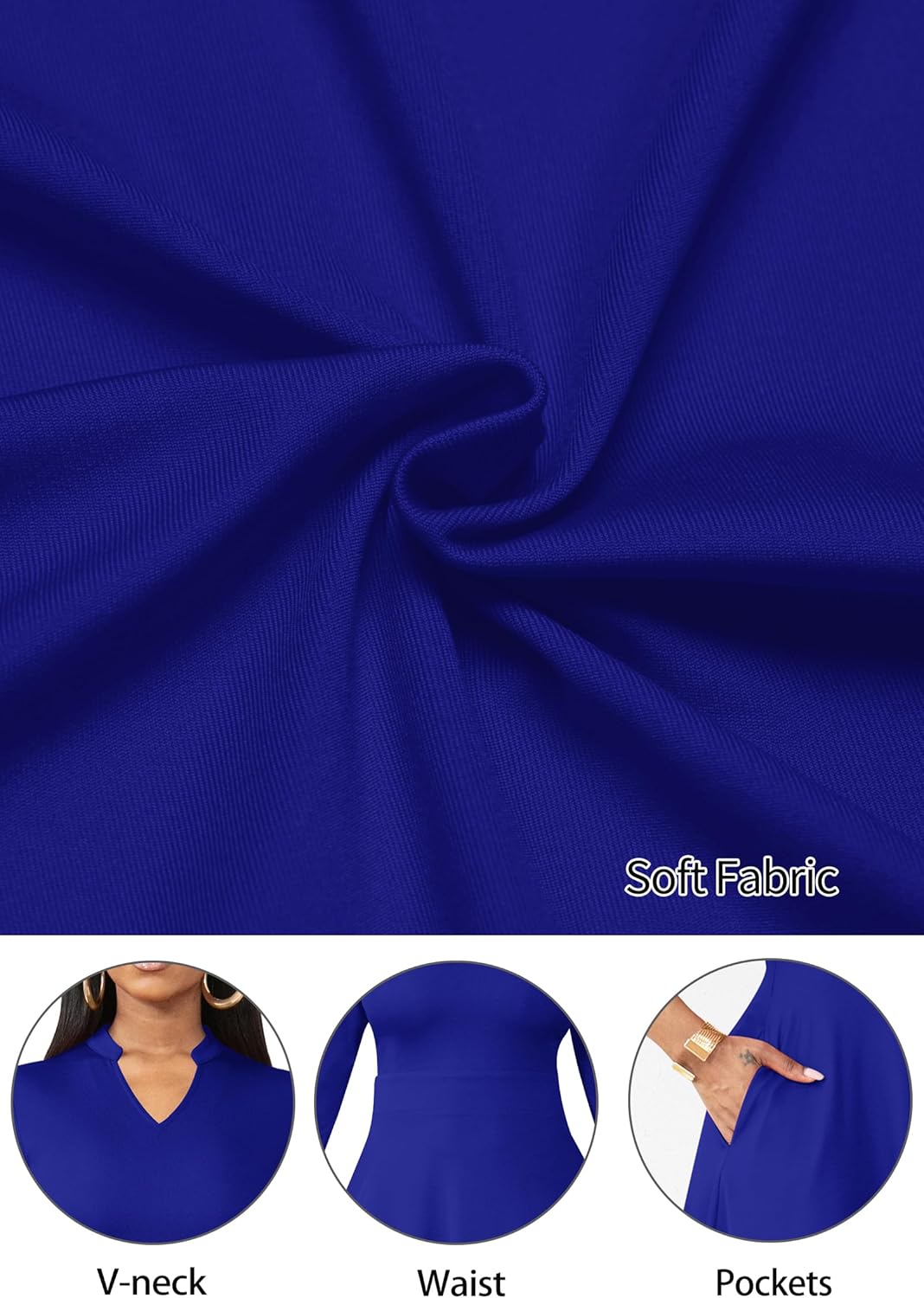 Nmoder Casual Dresses for Women Semi Formal Fit and Flare 3/4 Sleeve A-line Church Work Dress with Pockets - Image 6