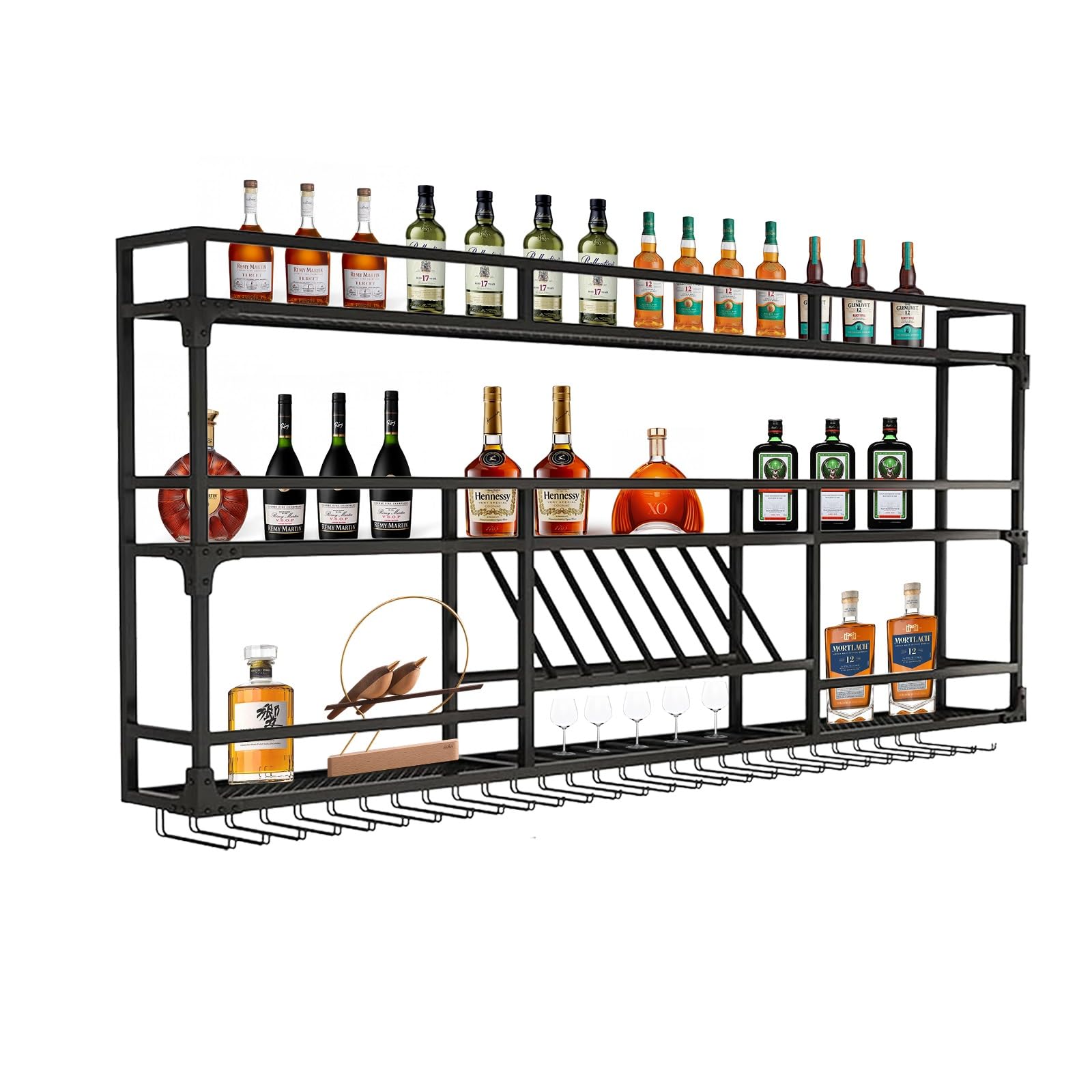 Casier à vin en métal 80x90cm pour organiser vos bouteilles et verres sans encombrer
