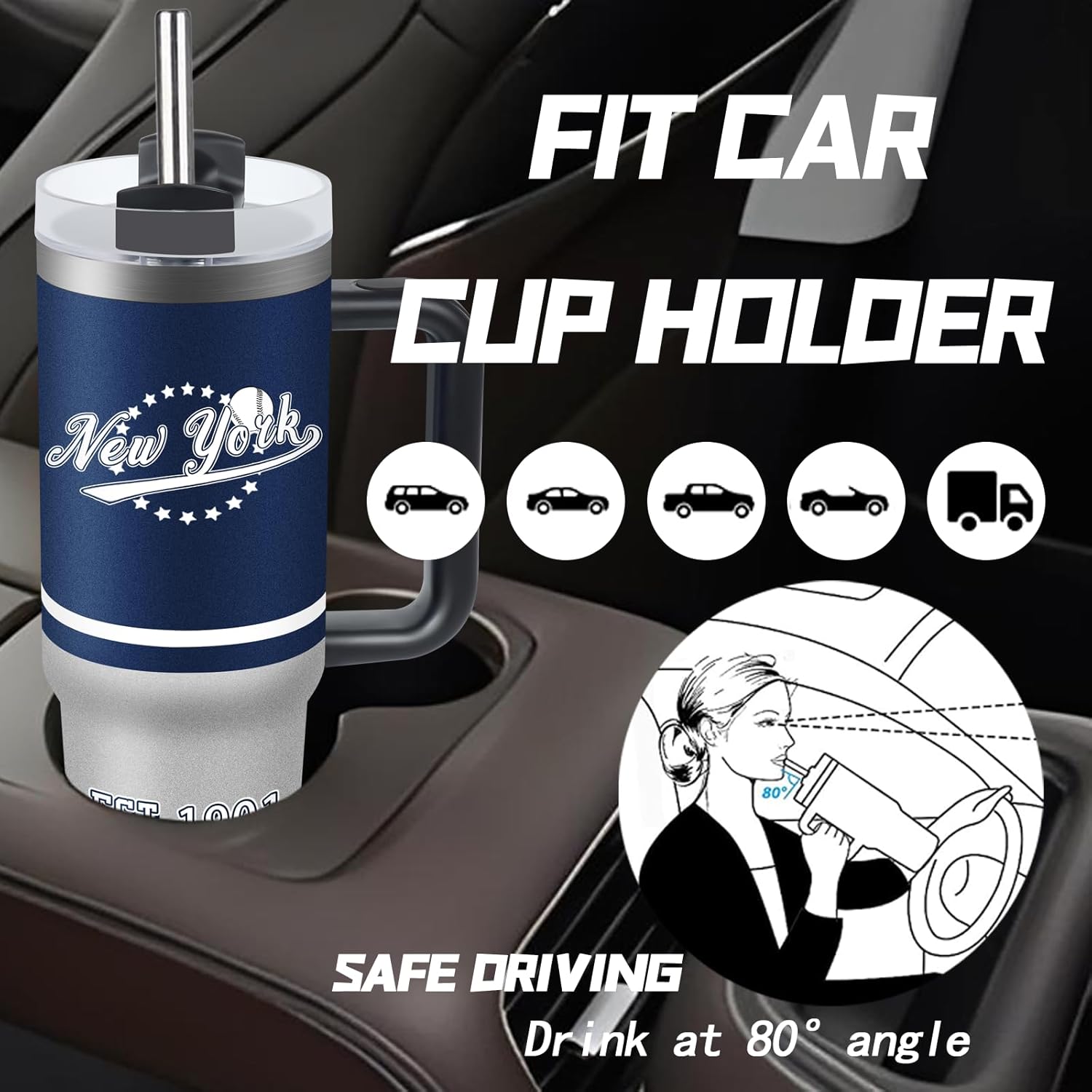 Tumbler 30oz Straight Skinny Car Cups With Insulated Cup Sleeve Portable Handle, Sports Travel Coffee Mug, Stainless Steel, Insulated,Classic Collection Gifts for Fans - Image 6