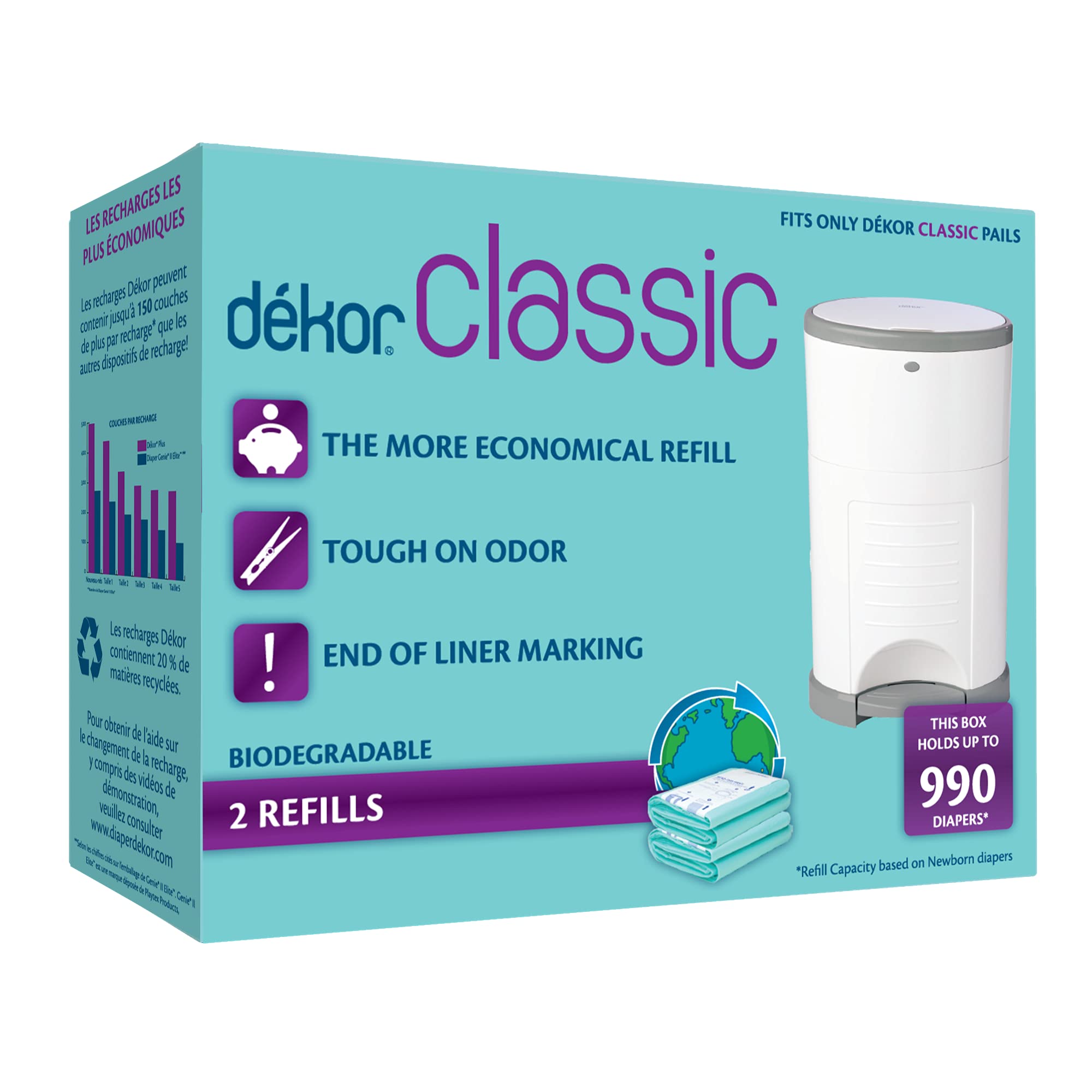 Buy Dekor Classic Diaper Pail Biodegradable Refills 2 Count Most