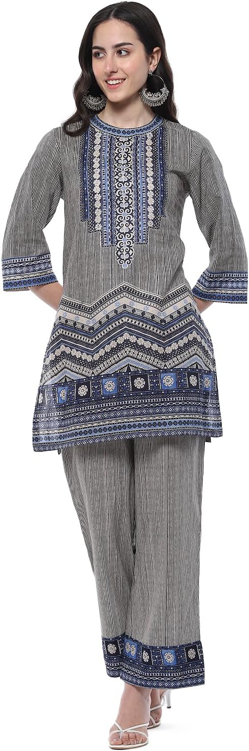 Biba Womens Cotton Palazzo Biba Women Cotton Straight Suit Set