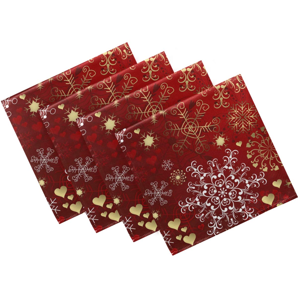 Naanle Christmas Cloth Napkins Dinner Table Napkins Set of 4, Snowflake Solid Washable Reusable Polyester Napkins with Hemmed Edges for Home Holiday Party Wedding Oversized 20 x 20 in