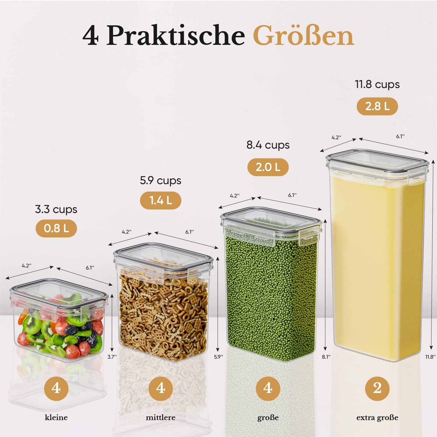 Chef's Path Vorratsdosen mit Deckel - 14er Blau Set großer Kunststoffbehälter - BPA-free Vorratsbehälter- luftdichte Lebensmittelbehälter & Küchenorganizer zur Aufbewahrung von Müsli