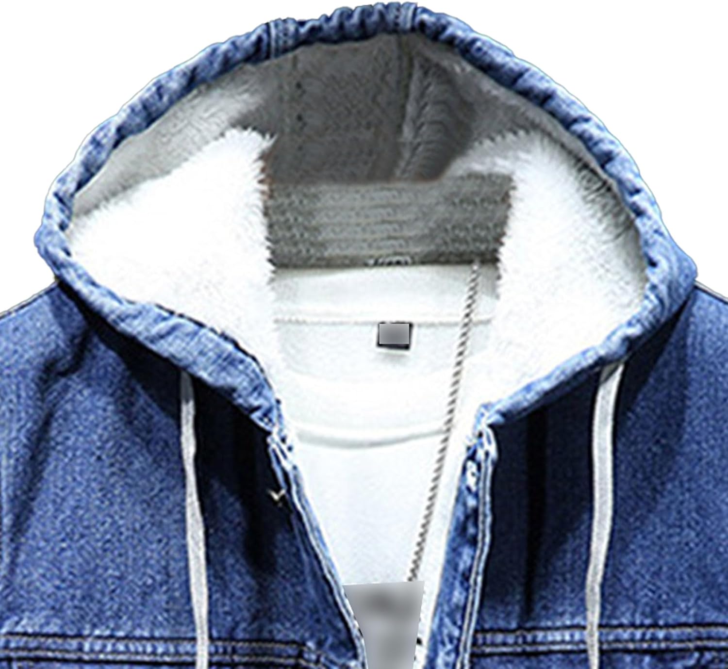Men's Fleece Hoodie Jean Jacket Sherpa Lined Denim Hood Jackets Casual Slim Fit Trucker Cowboy Coat