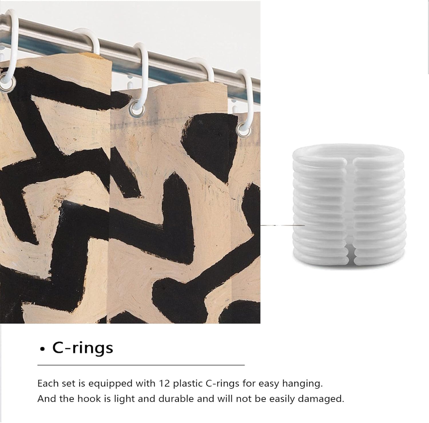 Paul Klee Modern Art HD Print on Waterproof Shower Curtain Weighted Fabric Black Pattern Machine Washable Shower Curtain Set with Hooks 72W x 72(in)