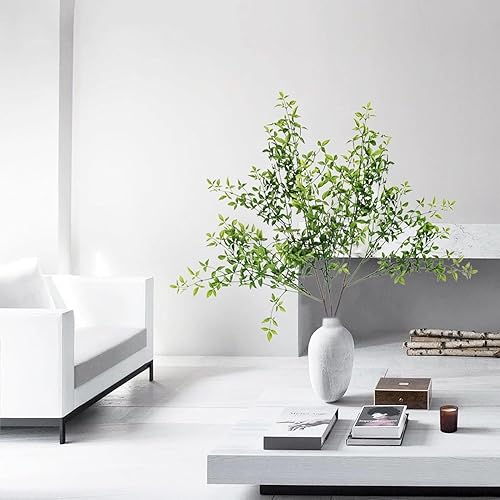 Miniatura 4 de ACJRYO 4 tallos de vegetación artificiales, ramas Nandina de 43.3 pulgadas, tallos altos para plantas de imitación para jarrón, tallos de decoración