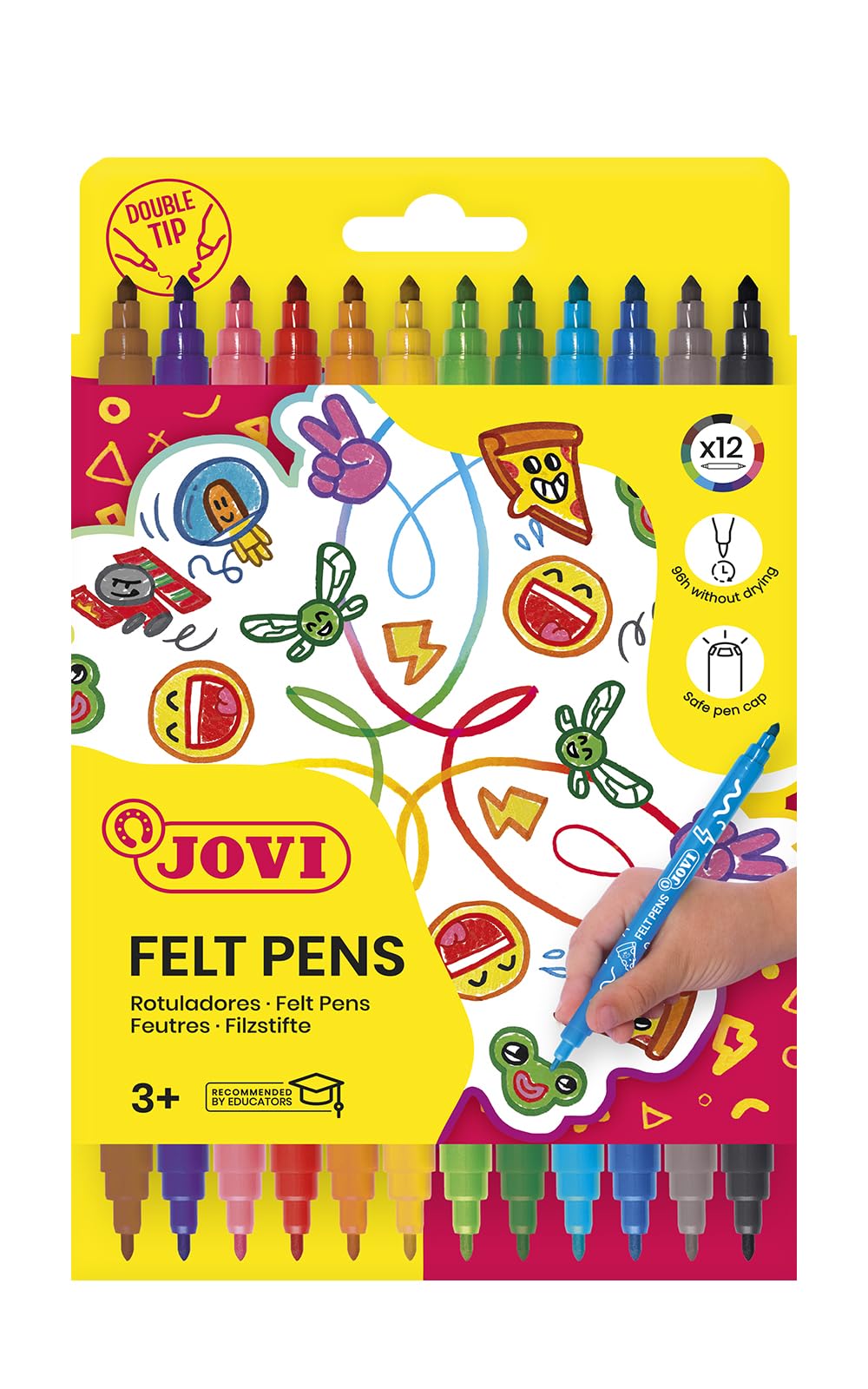 Jovi 1512 Rotulador doble punta, Colores surtidos, Paquete de 12