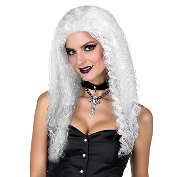 HOMELEX Witch Wig Old Women Long White Curly Costume Cosplay Halloween Hair