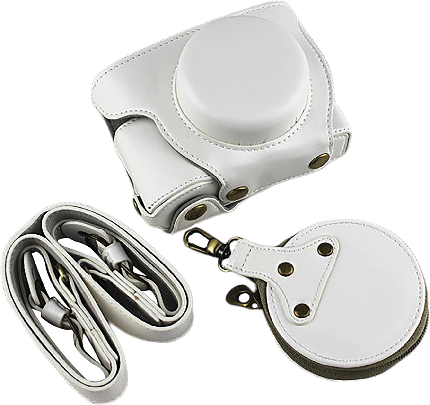 Bottom Opening Version Protective PU Leather Camera Case Bag for Olympus Pen Lite E-PL9 EPL9 with 14-42mm EZ F3.5-5.6 Lens White