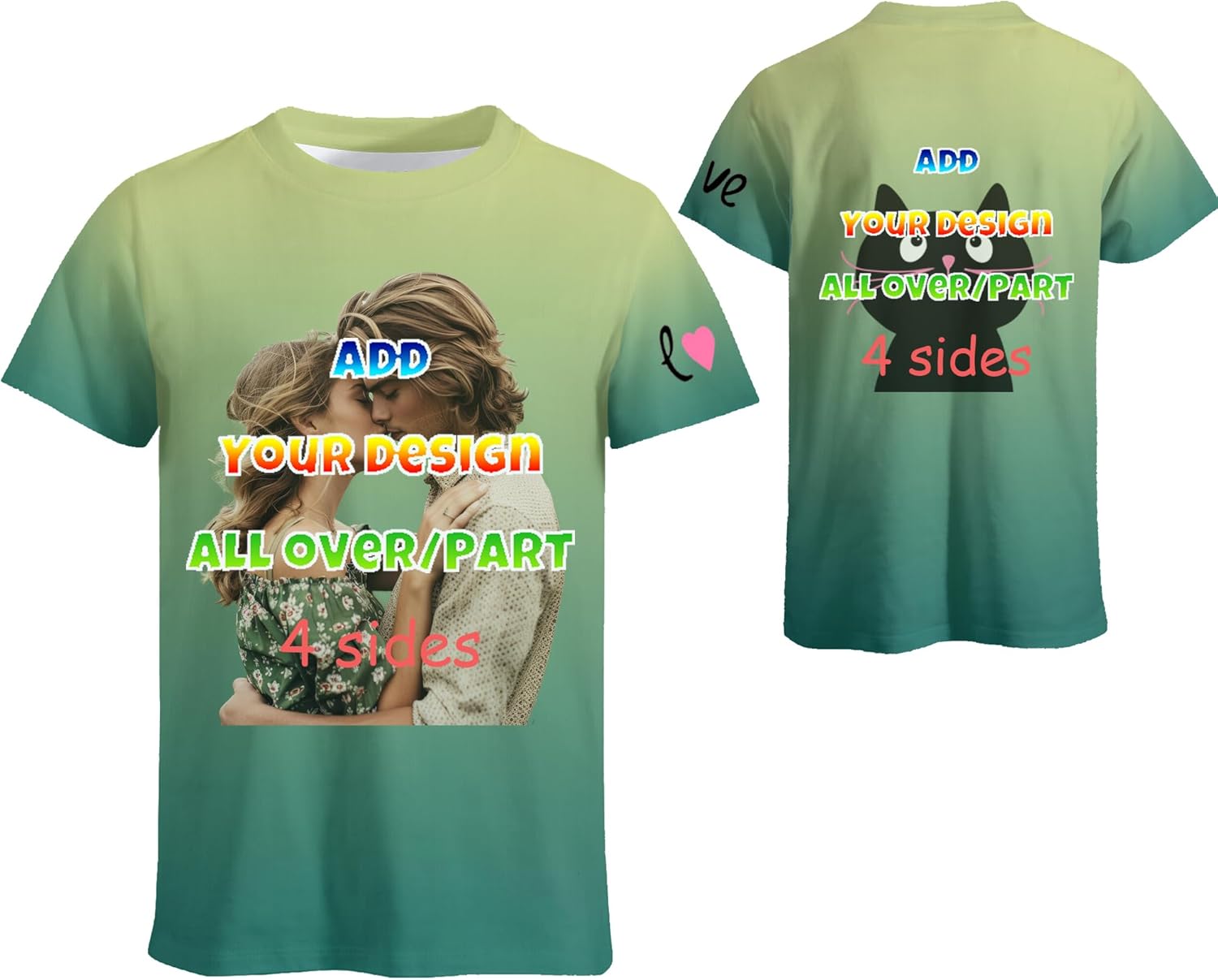 Custom T-Shirt for Men Women - Personalized Front & Back & Sleeves Printed Tees with Text, Image or Logo