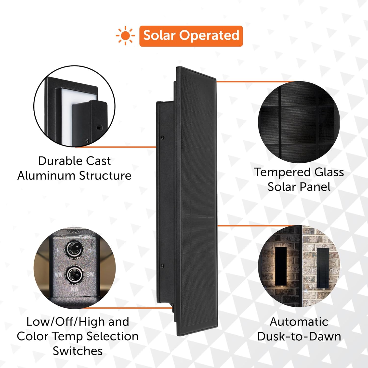 Gama Sonic Eclipse Backlight Solar Wall Light – Modern Architectural Lighting with 3-Color Options