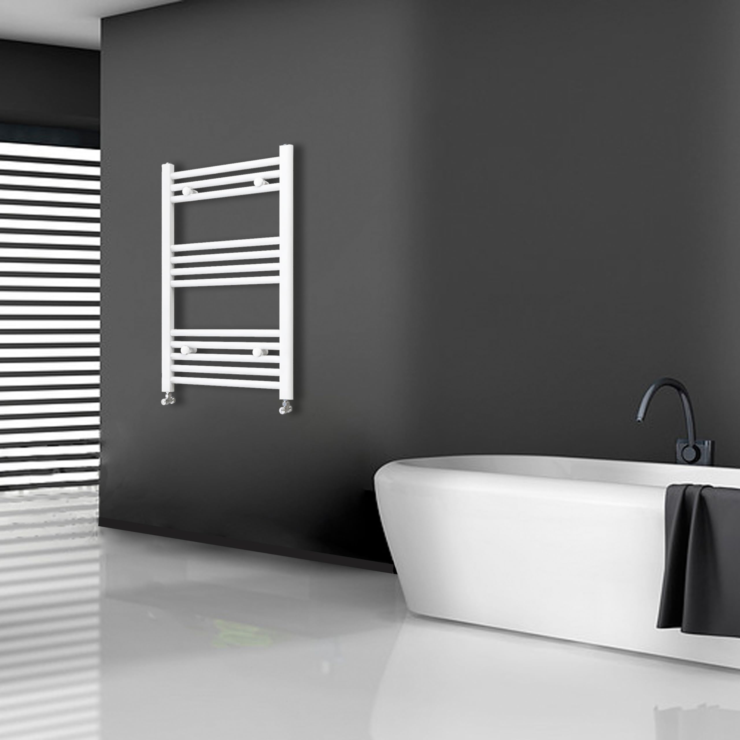 Acezanble∣770x450mm Bathroom Straight Heated Towel Rail Radiator White Ladder Warmer