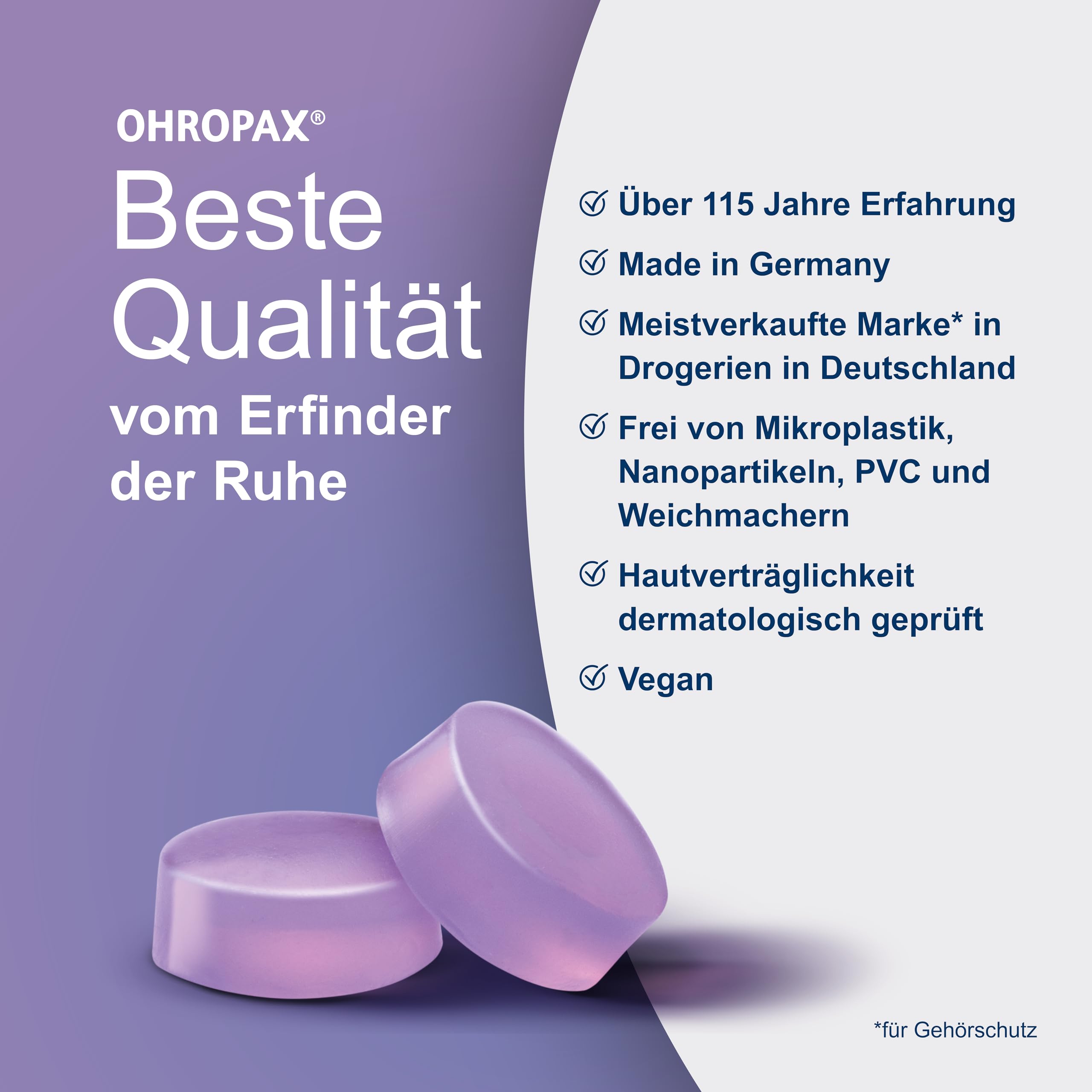OHROPAX Good Night zatyczki do uszu do spania – silikonowe zatyczki do uszu do spania – nadają się do wszystkich uszu i wszystkich pozycji spania – wartość izolacji akustycznej SNR 23 dB – 8 sztuk