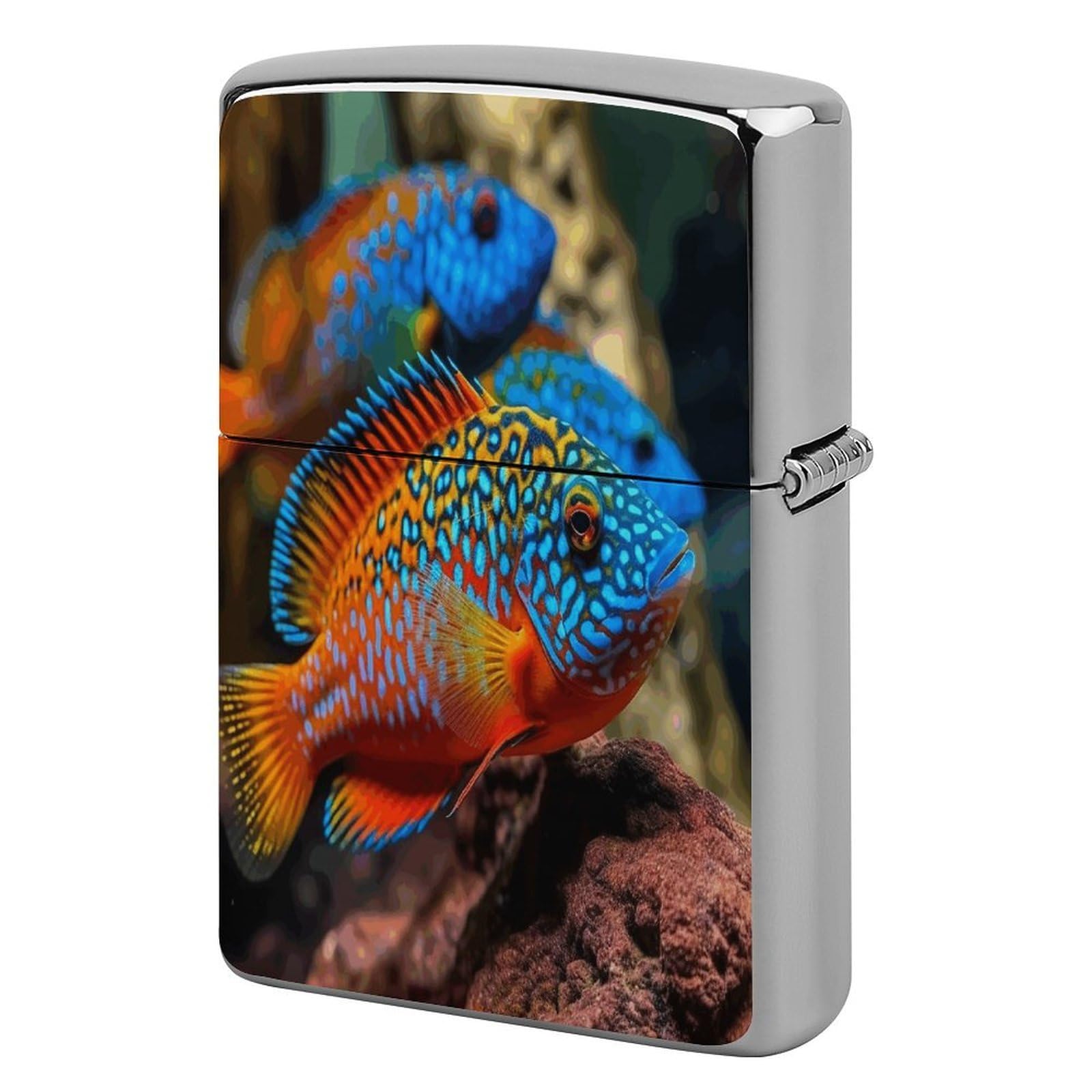 Fodpand Style Fish Swimming In The Water Metal Lighter Case Cover Lighter Sleeve