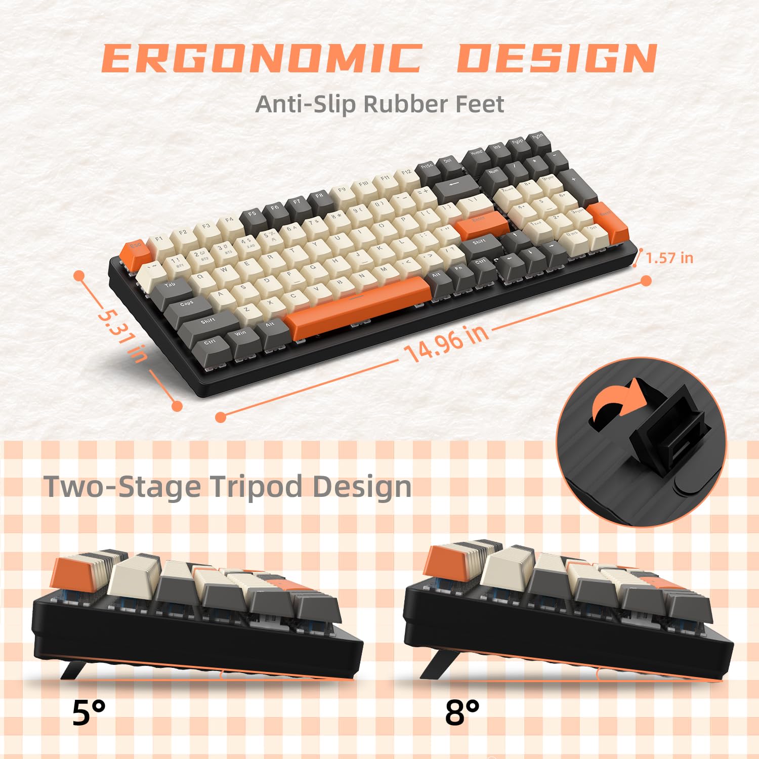 MAMBASANKE K6 Pro 96% 3 Modos Teclado mecánico para Juegos Hot Swap 4000mAh 2.4Ghz/Bluetooth 5.0/Teclado con Cable con Cable USB en Espiral Tipo-C 9 RGB Interruptor Azul retroiluminado -Shimmer