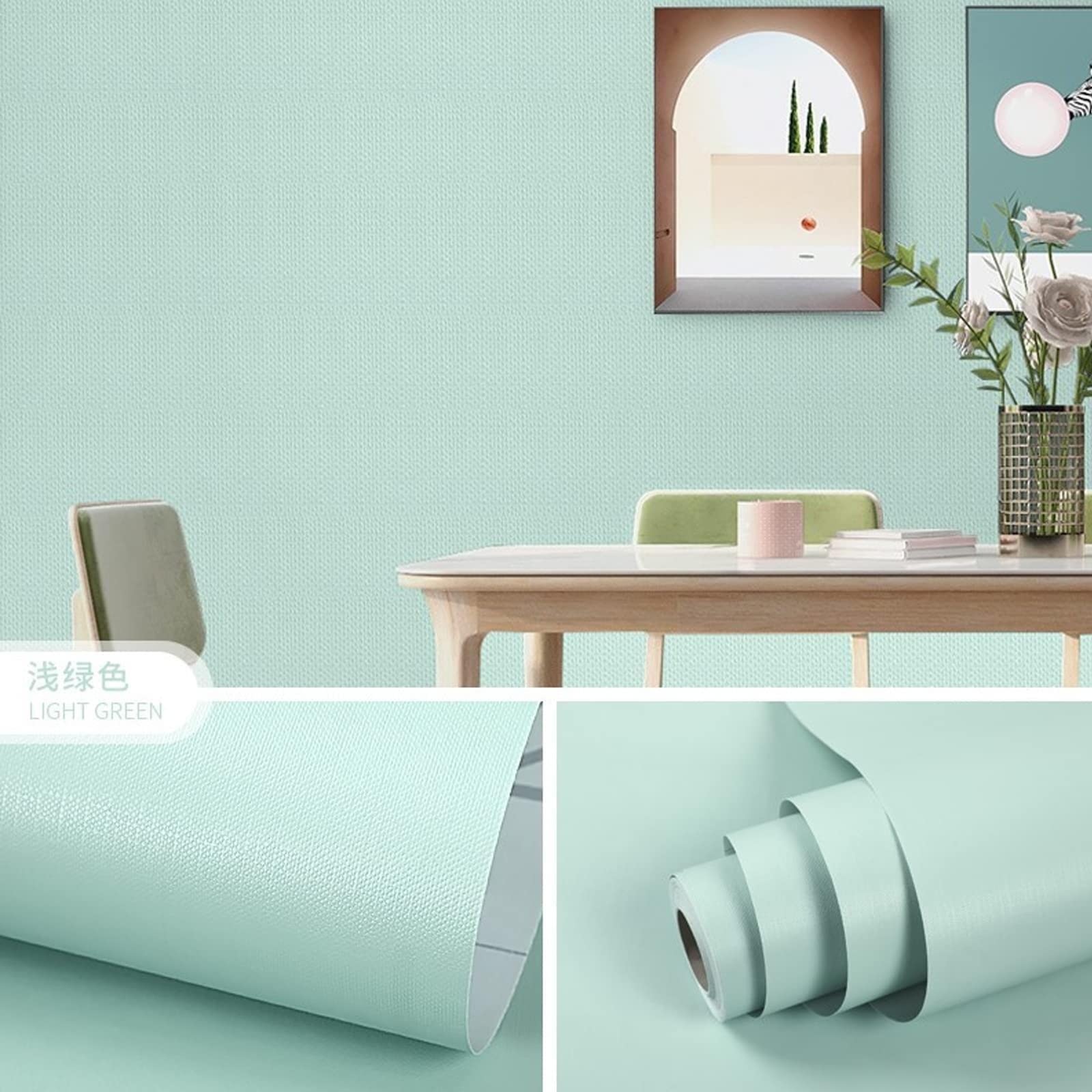 壁紙シール 無地 緑 45cm×約10m　6本 貼ってはがせる壁紙 緑 グリーン 2.5m ウォールステッカー