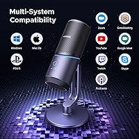 Vista 7 de UGREEN Micrófono para PC, micrófono USB con luces RGB, botón de silencio, 24bit/96kHz, patrón polar cardioide, control de volumen, micrófono