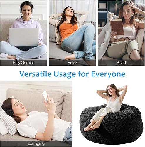 Miniatura 5 de WhatsBedding Puf con funda Sherpa 4 pies de espuma viscoelástica grande para adultosadolescentes con relleno, tela de piel sintética ultrasuave,