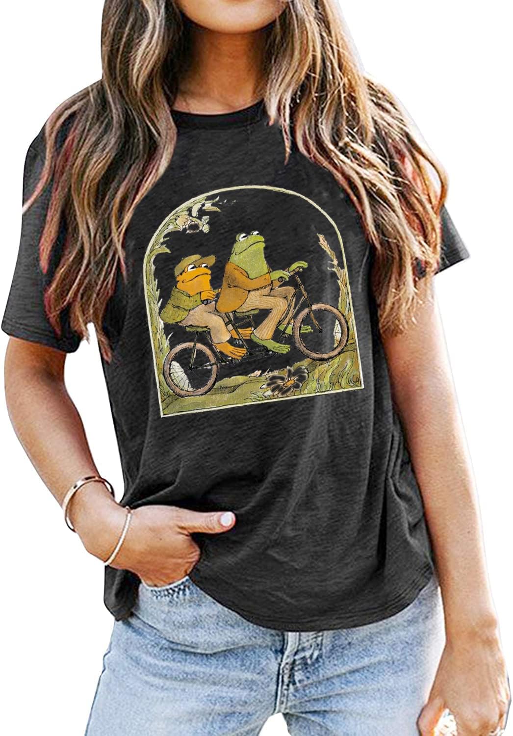 Frog Shirt for Women Classic Book T-Shirt Vintage Graphic Tee Tops Book Lovers Shirt Funny Teacher Shirt - view 2
