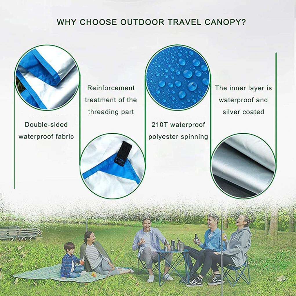 Telo da Esterno Impermeabile, Tendalino Parasole da Campeggio, Tappetino da Picnic Resistente All'umidità Tenda Multifunzione Amaca Telo Antipioggia con Borsa per Il Trasporto, B