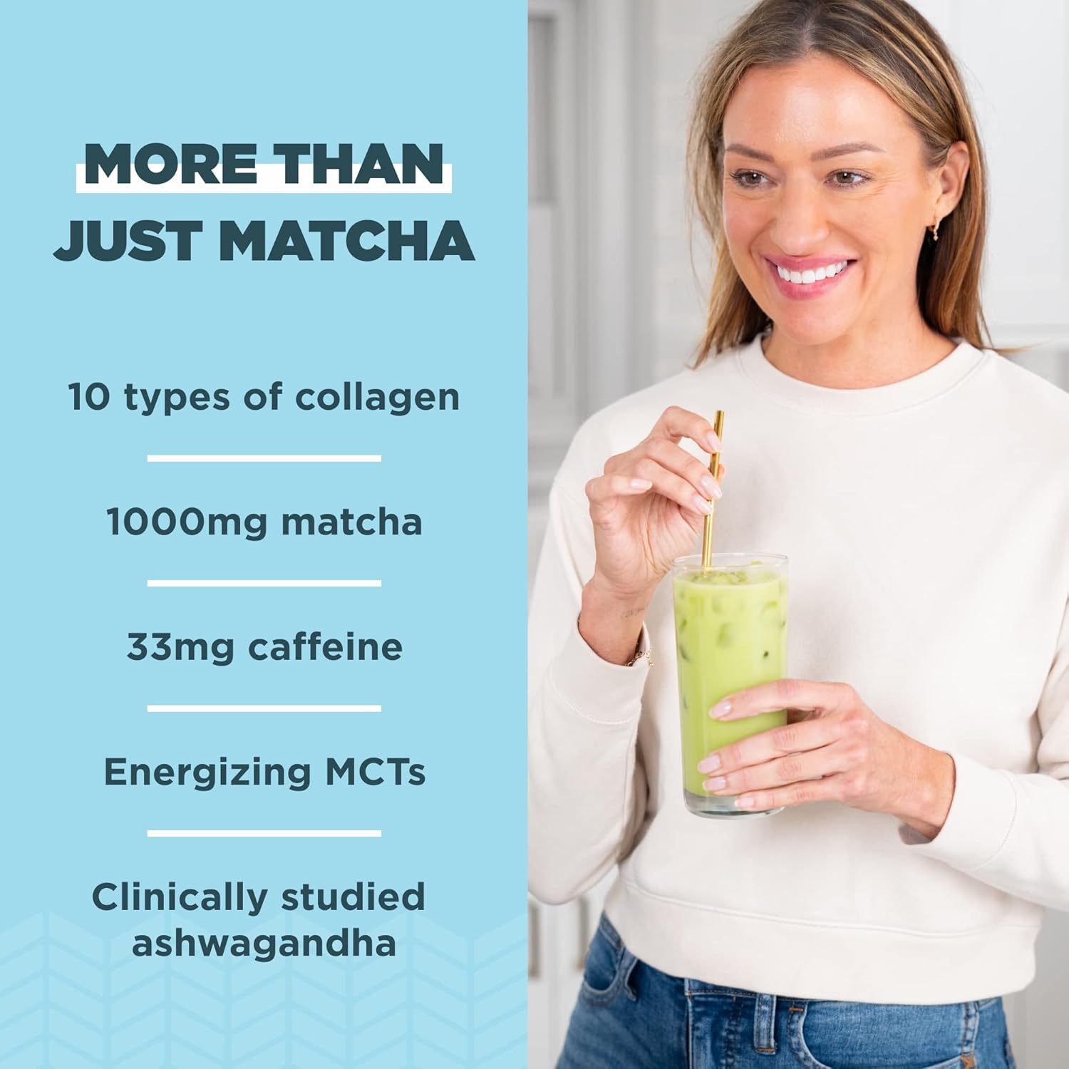 Ancient Nutrition Matcha Powder with Collagen, Collagen Matcha with MCTs & Ashwagandha for Energy, Metabolism, Skin, Hair, and Gut Health, 20 Servings