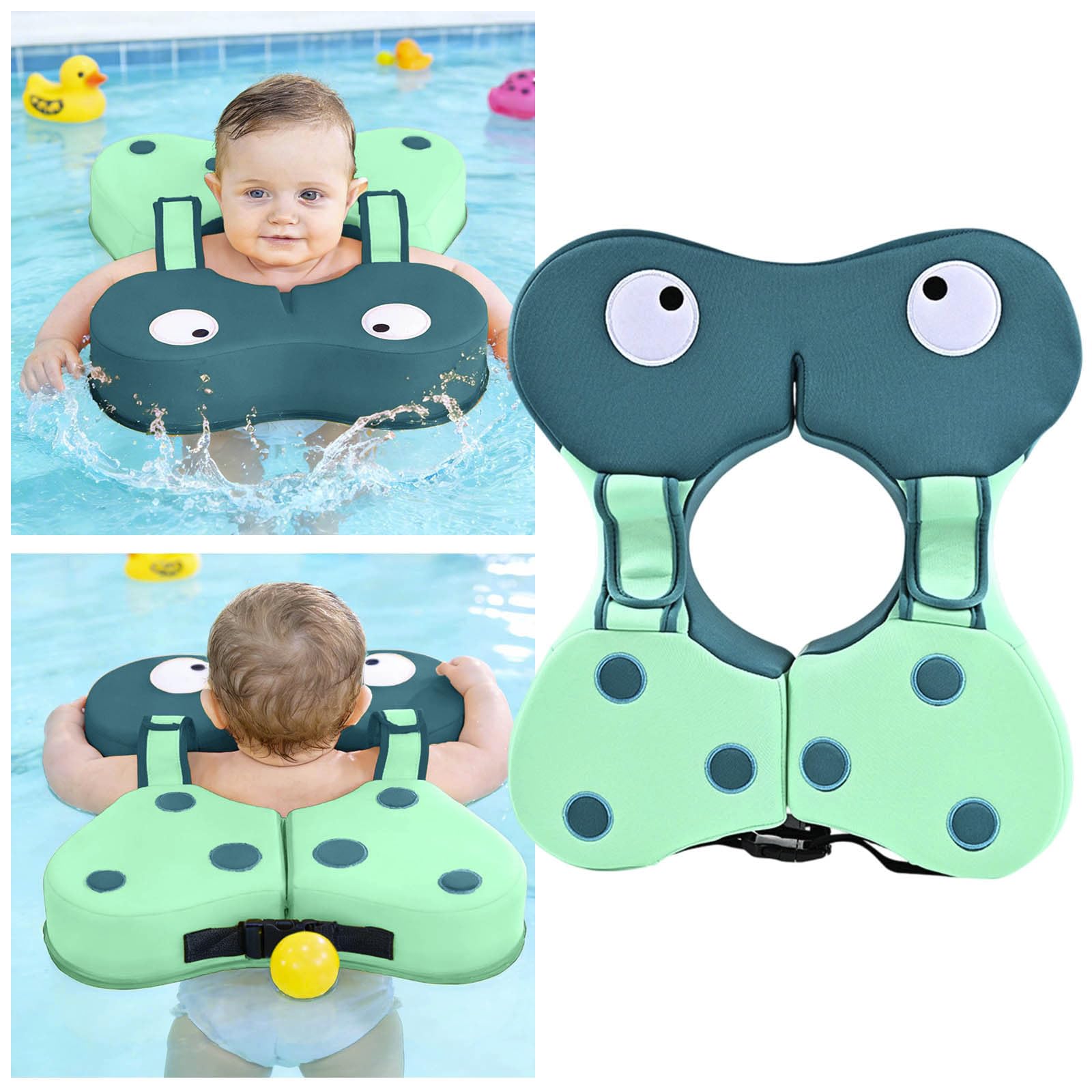 Anello Galleggiante per Il Collo, Non Gonfiabile, per Neonati, per Nuotare in Sicurezza in Piscina. Galleggiante per Bambini con Fibbia, in Schiuma a Perle, Design Acquatico, per Bambini dai 6 ai 36