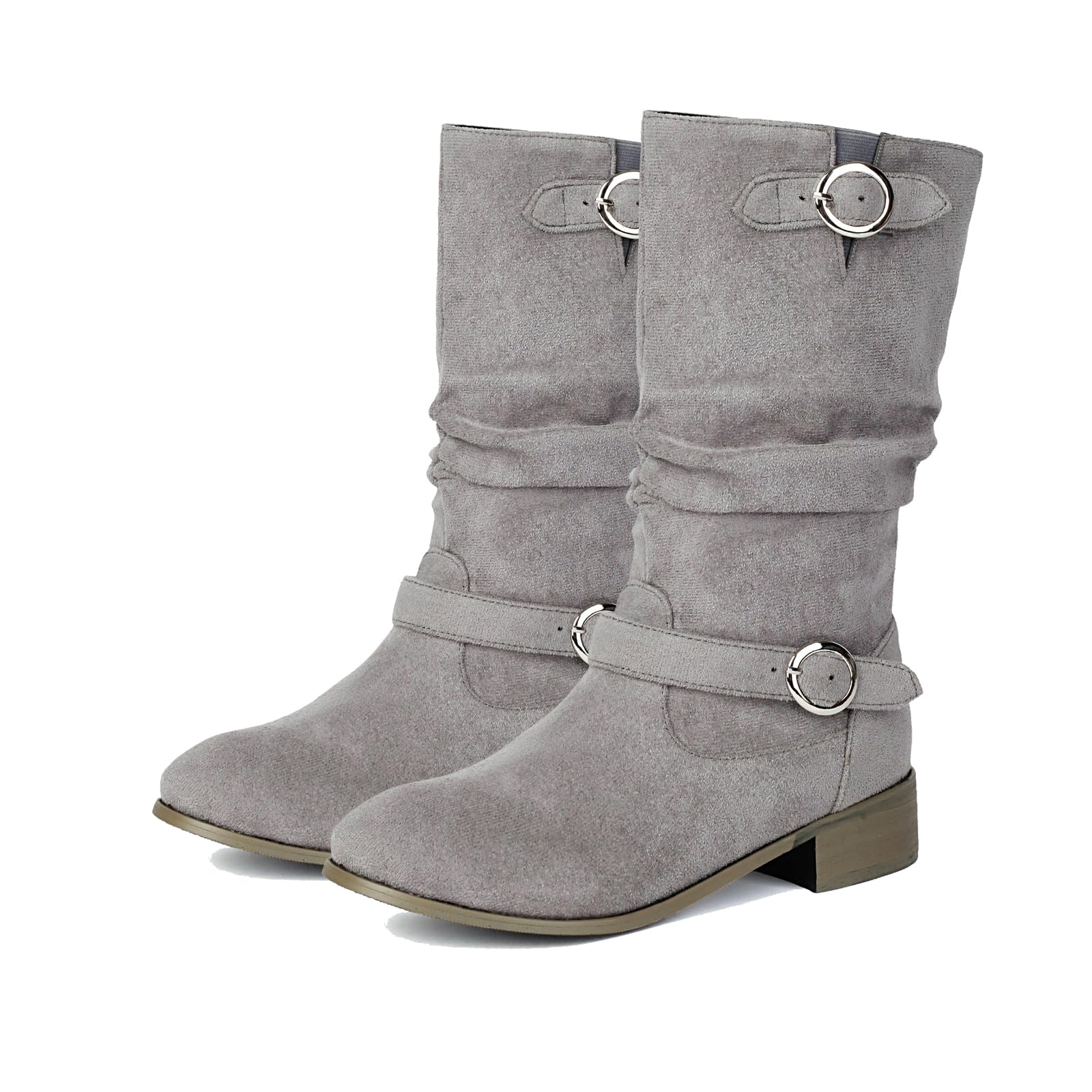 Womens Slouchy Knee High Boots Wide Calf Comfort Flat Platform Tall Boot Round Toe Casual Winter Boots Stylish