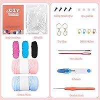 Vista 5 de Kit de ganchillo para adultos principiantes – Kit de ganchillo de 2 piezas de ajolotes con tutoriales en video paso a paso, juego de tejido