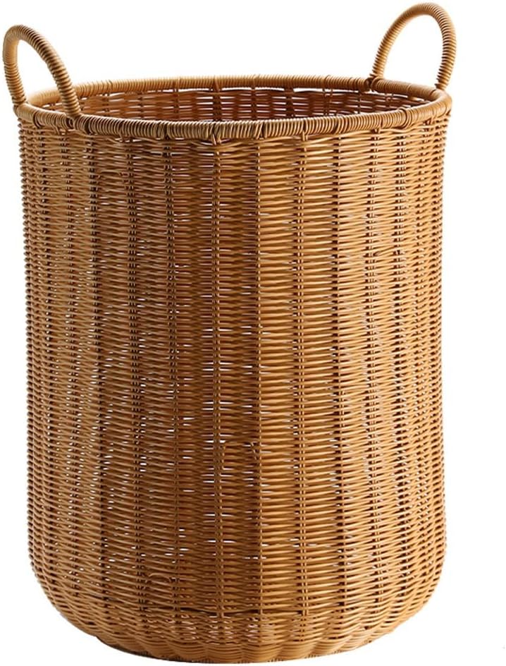 Dirty Clothes Basket Imitation Rattan Dirty Clothes Basket Hotel Bathroom Laundry Basket Dirty Clothes Storage Basket (Braun 37 * 45.5cm)