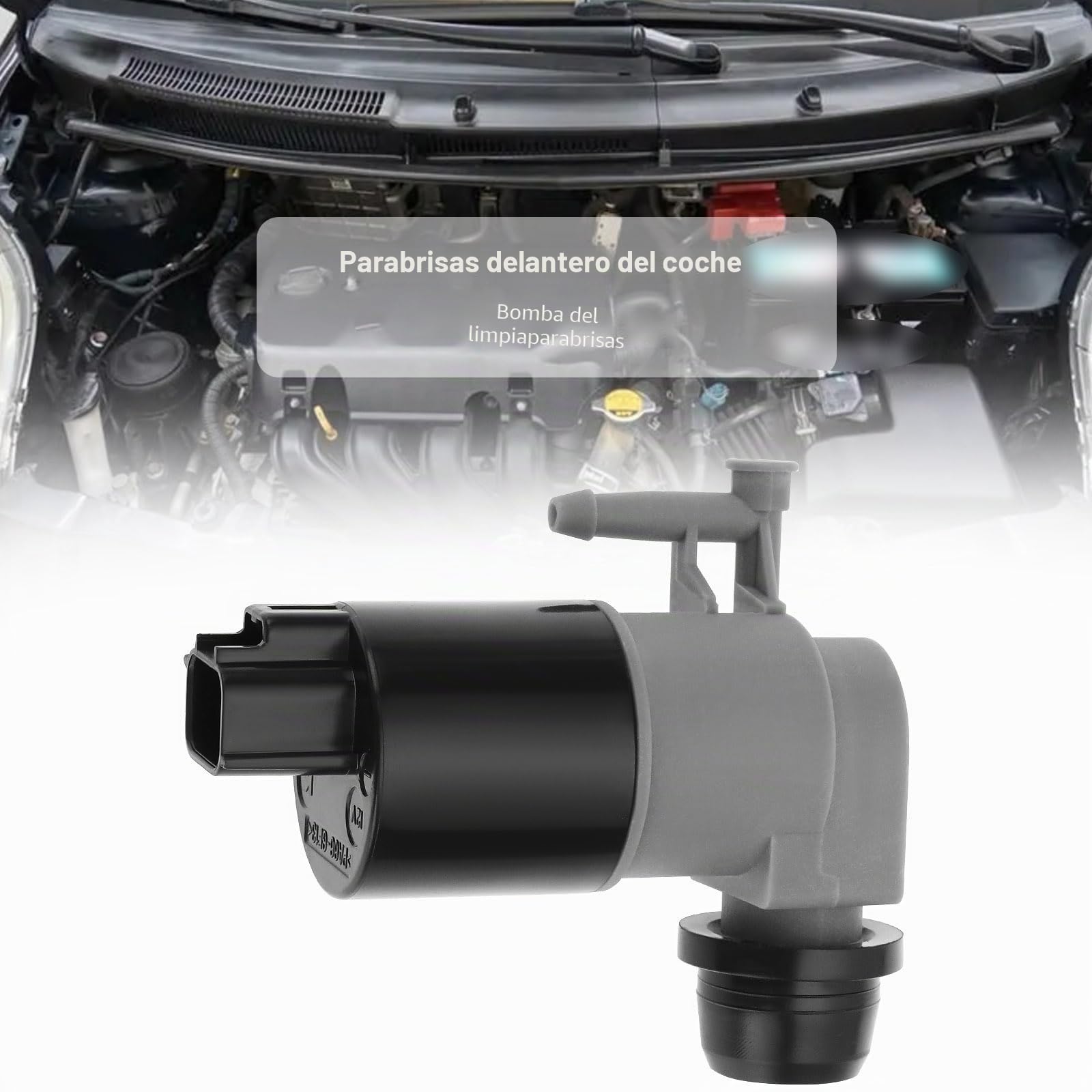 Bomba Lavaparabrisas de Salida Delantera de Coche Negro Gris 12 V 2 Pines 853300D121 Compatible con Toyota Yaris P13 2015-2021 Bomba de Líquido de Limpieza de Parabrisas
