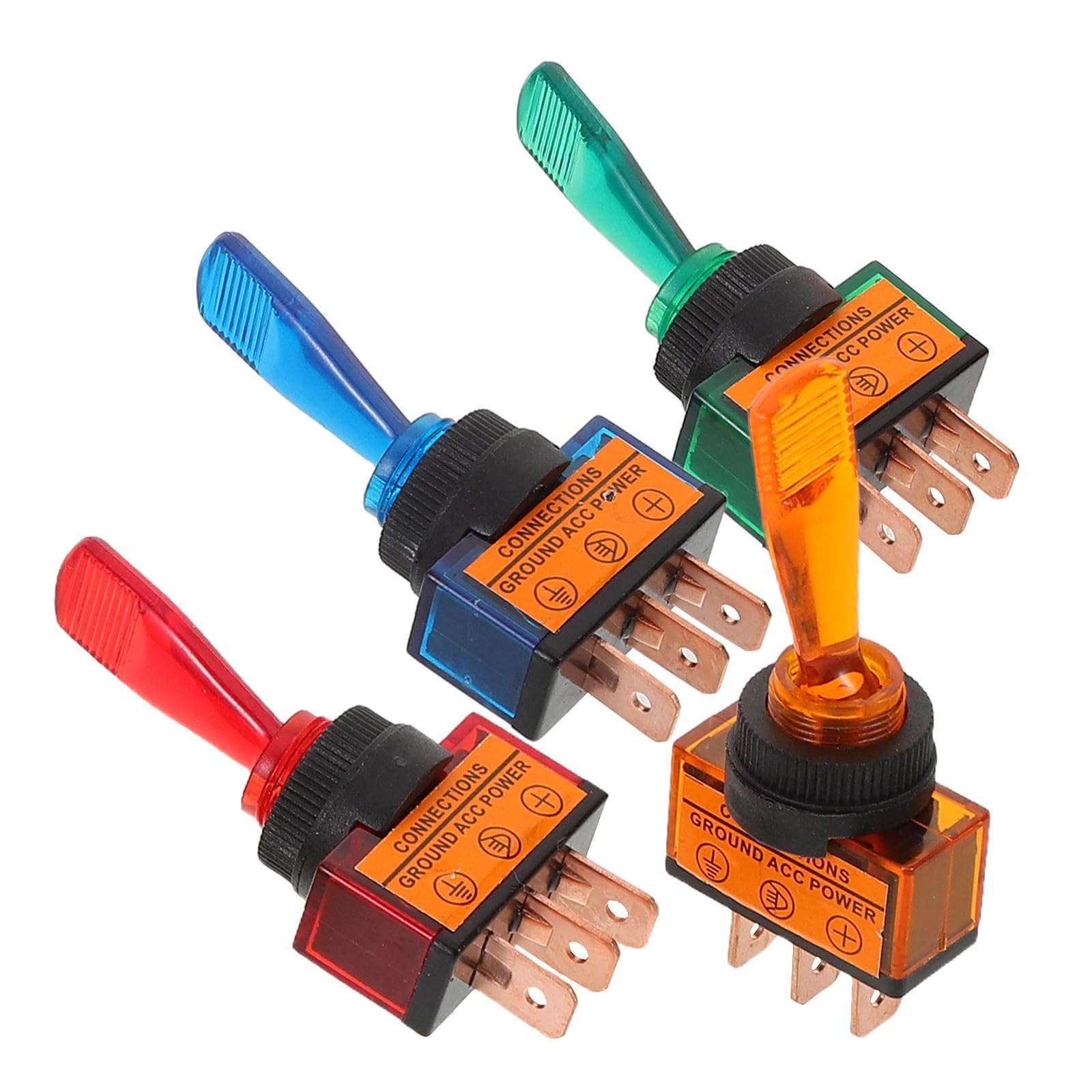 4 Stück LED Beleuchteter Kleiner Wippschalter 12 V 20 A