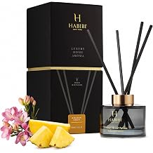 H Habibi Golden Hour Essential Oil Diffusers for Home Luxury Reed Diffuser Set with 150ML Oil & 4 Bamboo Sticks Fruity Floral Scent, Long-Lasting Fragrance Diffuser for A Refreshing Home Ambiance