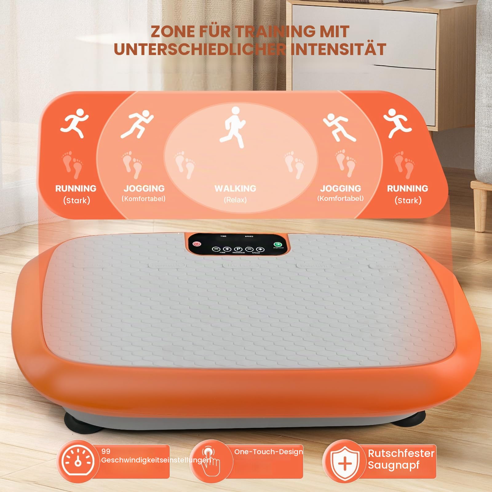 Vibrationsplatten-Trainingsgerät für Gewichtsverlust, Fitnessgeräte, Vibrationsplatte Plattform für Heim-Fitness, Lymphdrainage, Schütteln, Ganzkörper-Shaker, 99 einstellbare Geschwindigkeiten