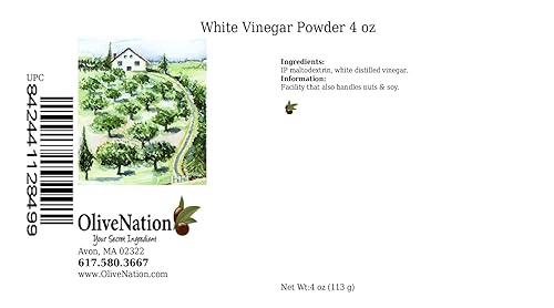 OliveNation Vinagre blanco destilado en polvo, condimento picante para cocinar, hornear, aderezos, polvo de polvo, sin OMG, sin gluten, vegano, 4