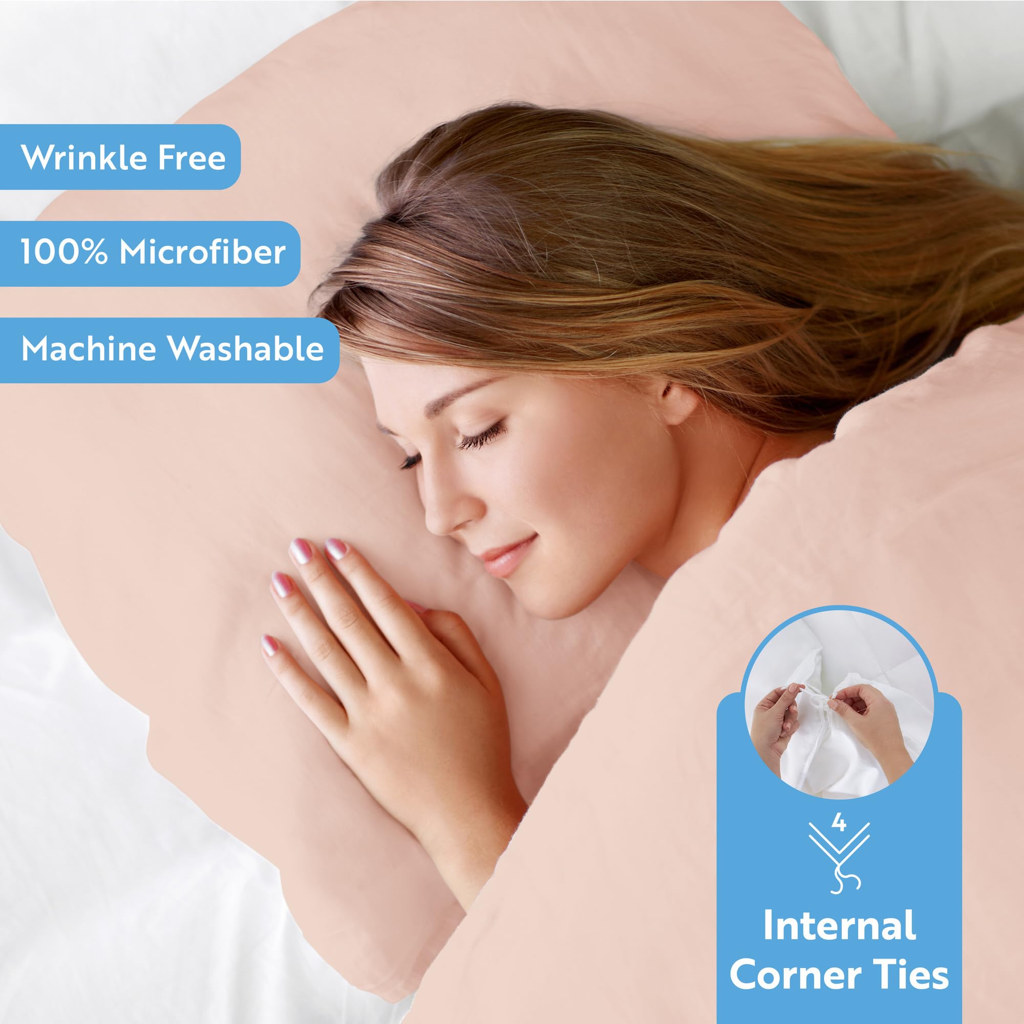 ienjoy Home Linen Market Premium Ultra Soft 3 Piece Duvet Cover Sets, Full/Queen, Blush