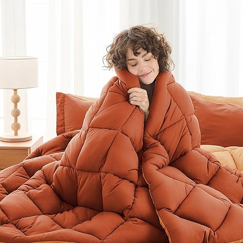 Miniatura 226 de MUXHOMO Juego de edredón Queen de 7 piezas, cama reversible en una bolsa, tamaño Queen, juego de ropa de cama para todas las estaciones con edredón