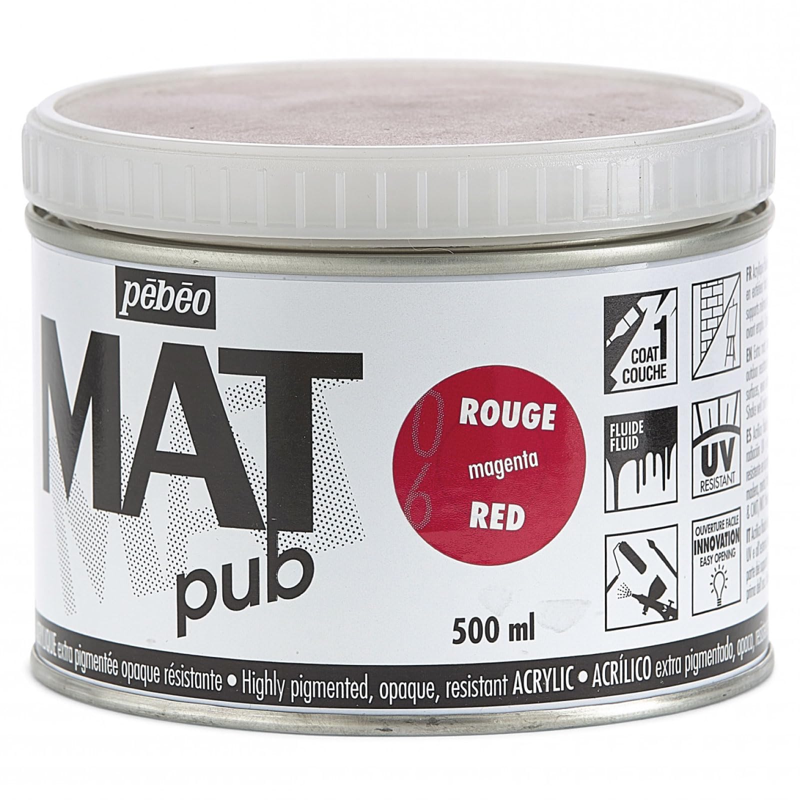 Mat Pub 500ml Red Magenta, Magenta Red, 500 ml (Pack of 1) - Image 4