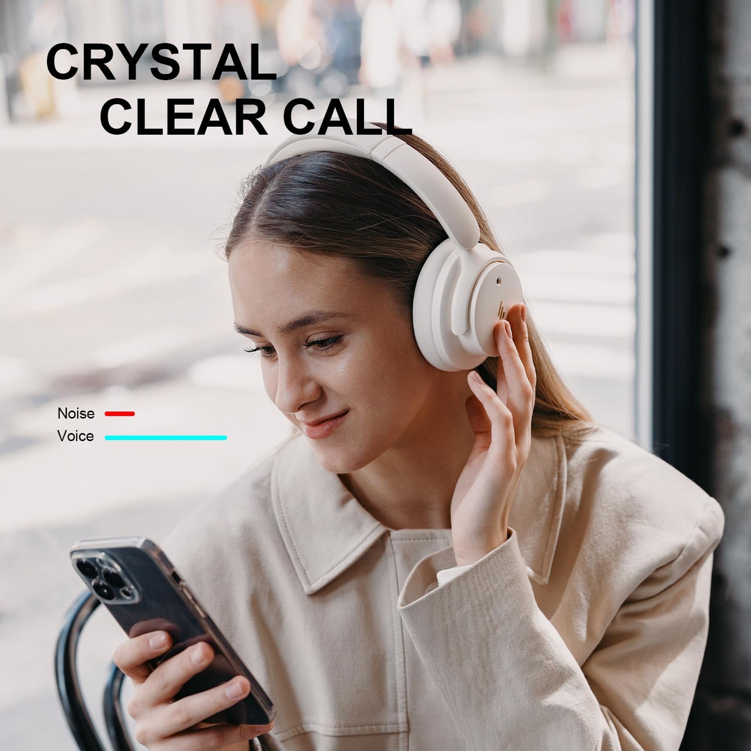 Edifier H9 Hybrid Active Noise Cancelling Headphones Bluetooth 5.4, Over Ear Headphones Wireless with 75H Playtime, Hi-Res Audio, Spatial Audio, Multipoint Connection, Clear Calls, Foldable - White - Image 6