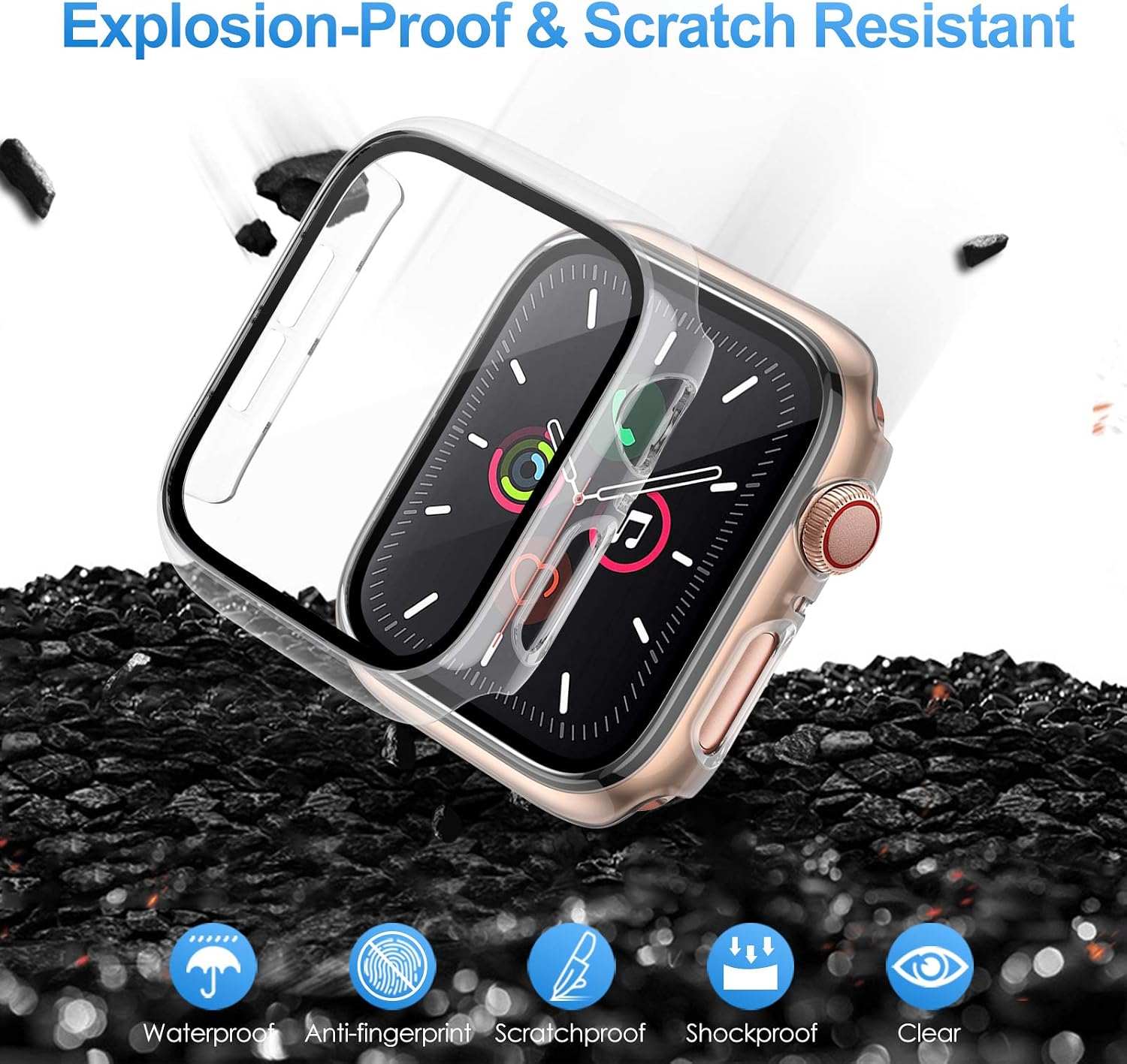 ZEBRE 4-Pack Compatible with Apple Watch 40mm Case, with Built-in HD Clear Ultra-Thin Hard PC Screen Protector Cover Compatible with Apple Watch Series 4/5/ 6/SE