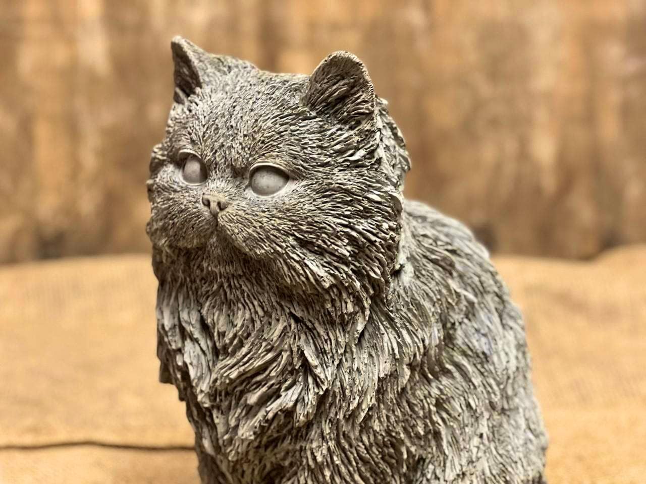 Realistic Persian cat Sculpture Detailed Persian cat Statue Concrete cat Memorial Figure Outdoor Garden Art